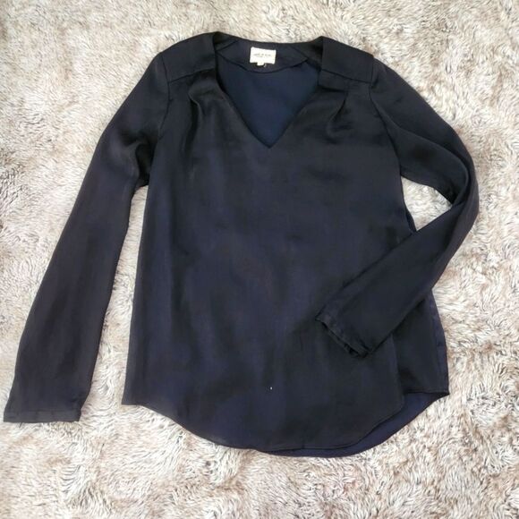 American Retro Anders Top Long Sleeve V-neck Blouse Black French Size 38 US 8 - Picture 1 of 10